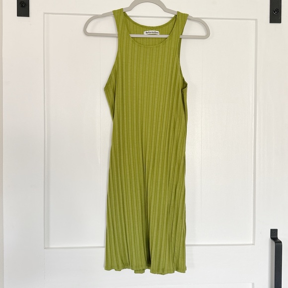 Reformation Olive Green Ribbed Racerback Mini Dress - Picture 4 of 6
